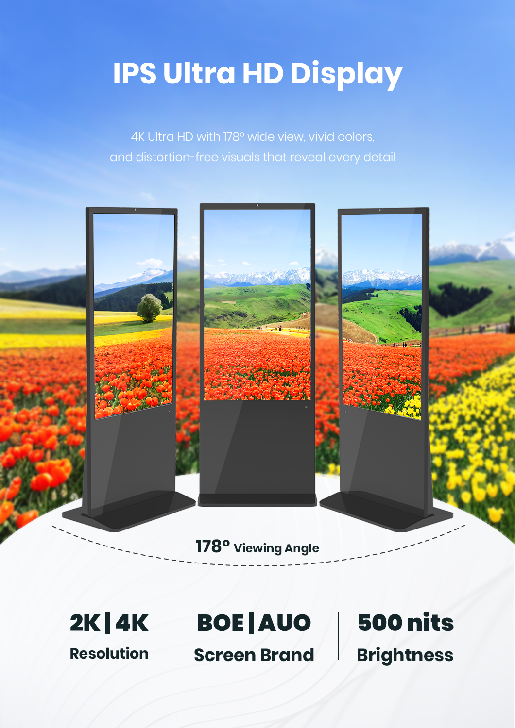 IPS ultra HD floor-standing digital signage