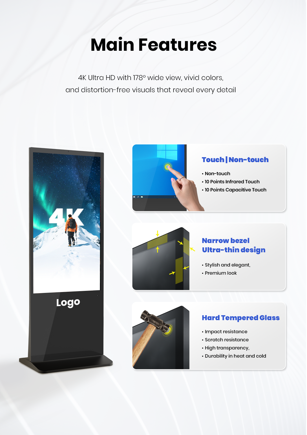 floor-standing digital signage features