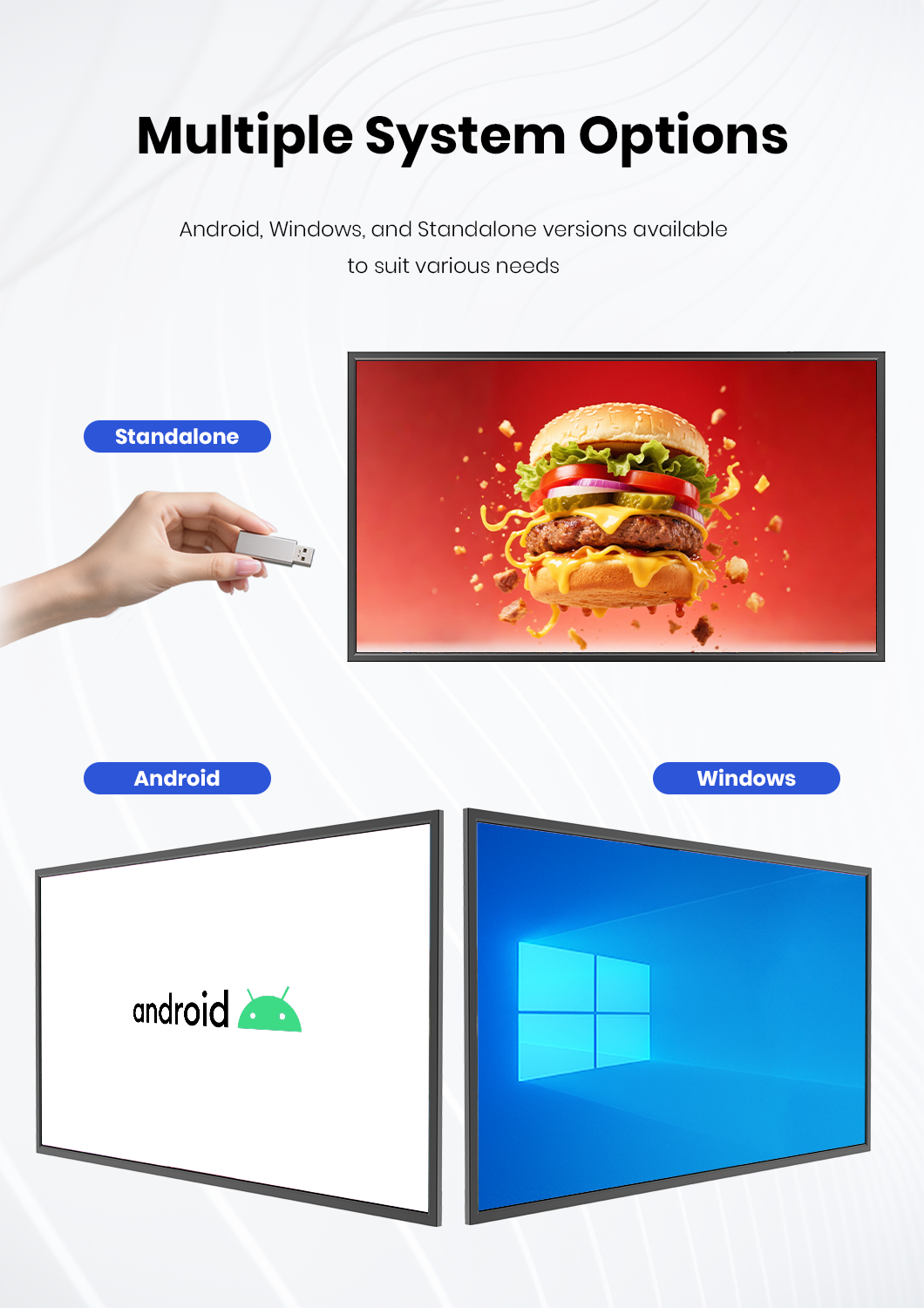 multiple system option ultra-slim LCD digital signage