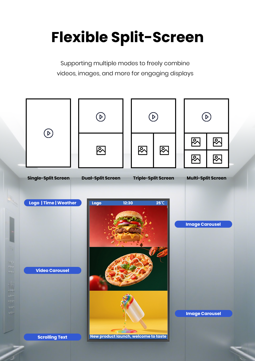 split-screen ultra-slim LCD digital signage