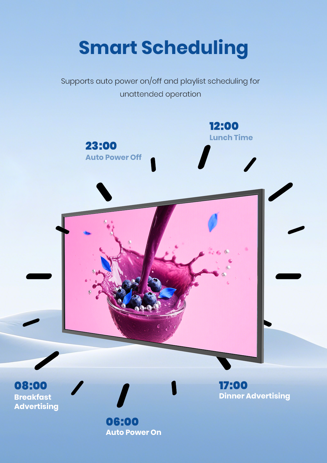 ultra-slim LCD digital signage smart scheduling