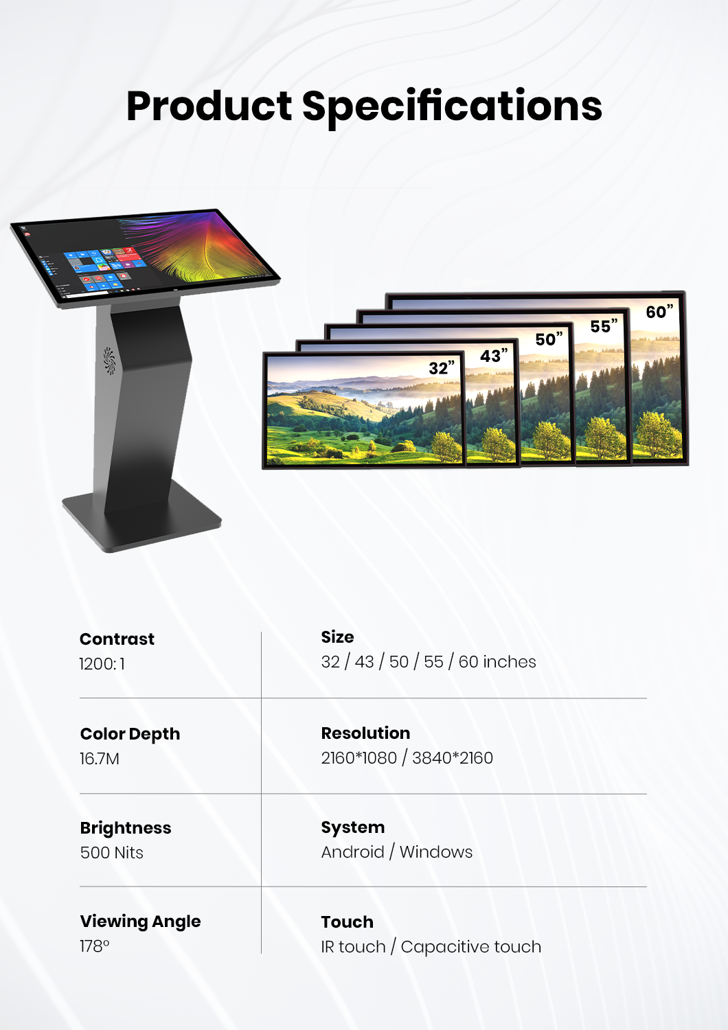 interactive kiosk display parameters