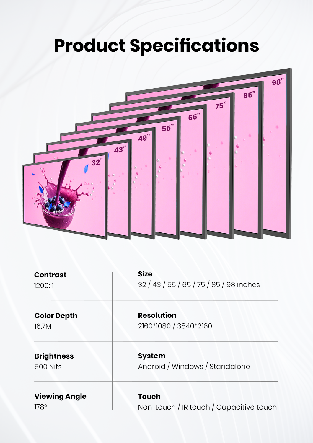 ultra-slim LCD digital signage parameters