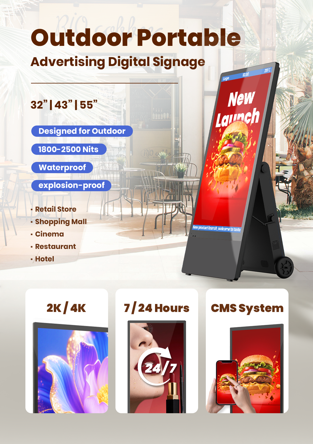 outdoor portable advertising digital poster