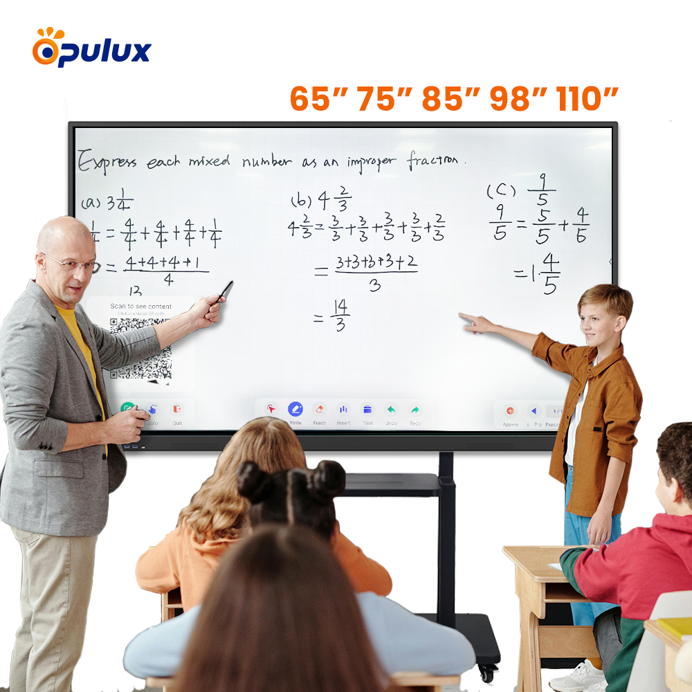 65-110 Inch Best Interactive Whiteboard Smart Board Interactive Flat Panel Dual System for Classroom School Teaching and Business