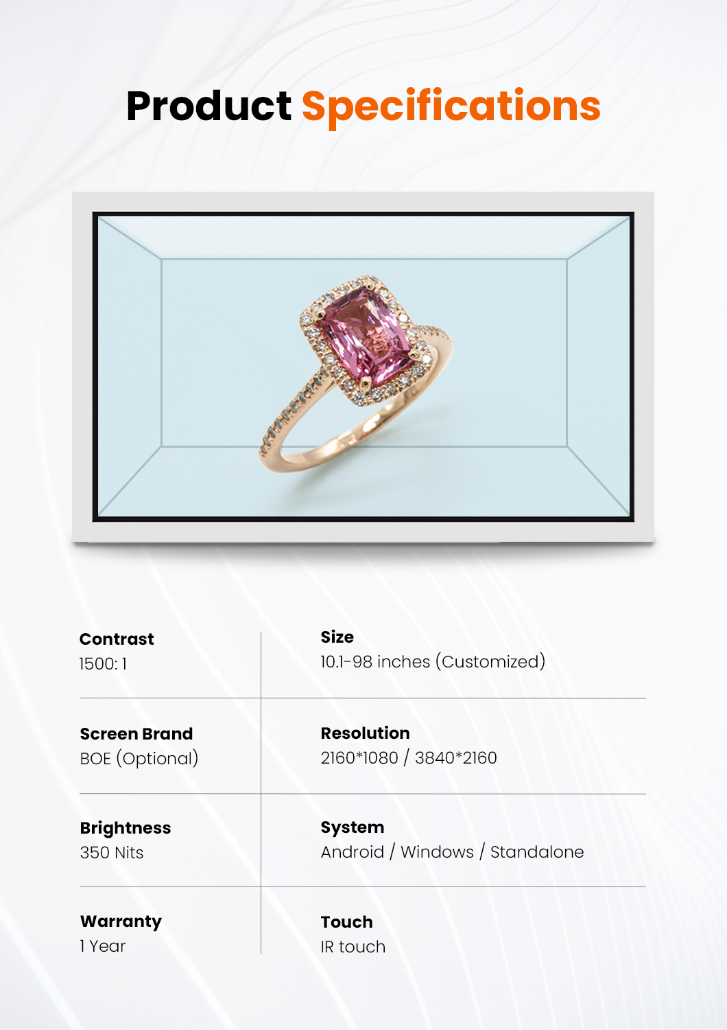 interactive 3D hologram box parameters
